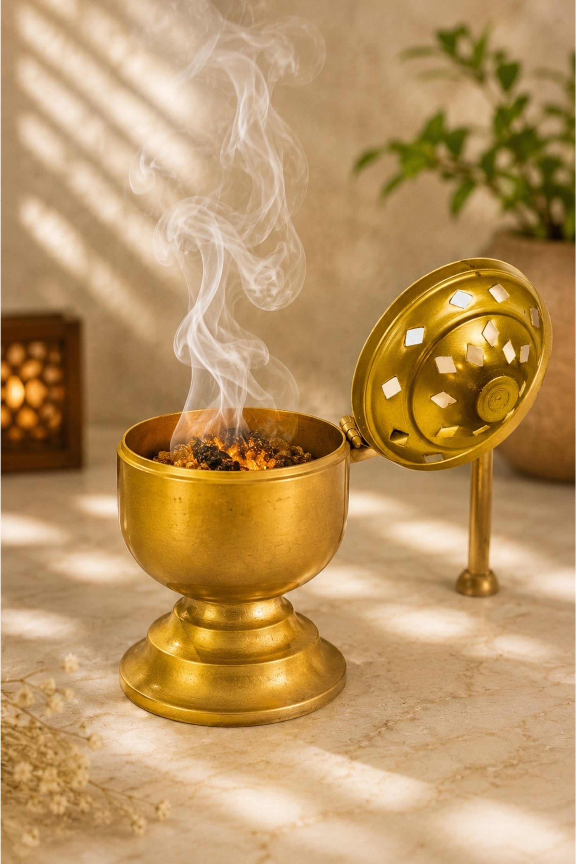 metal dhoop dani with lid for pooja loban sambrani burning covered incense burner for home temple havan meditation traditional vastu decor festive gift item copy