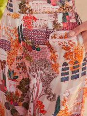 athena printed shirt collar neck shirt trousers set