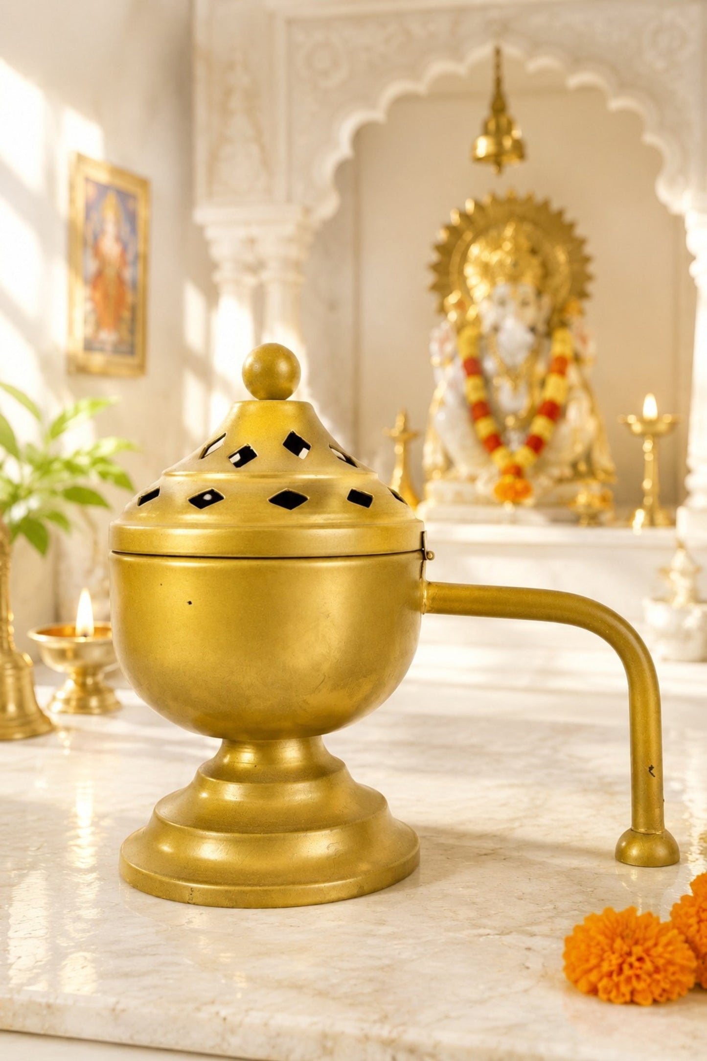 metal dhoop dani with lid for pooja loban sambrani burning covered incense burner for home temple havan meditation traditional vastu decor festive gift item copy