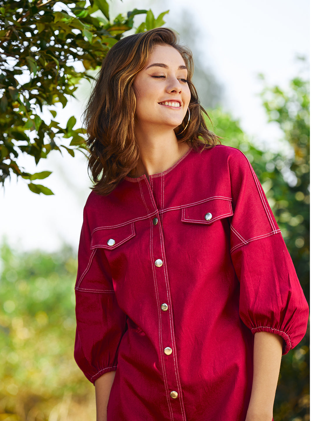 athena maroon cotton sheath dress