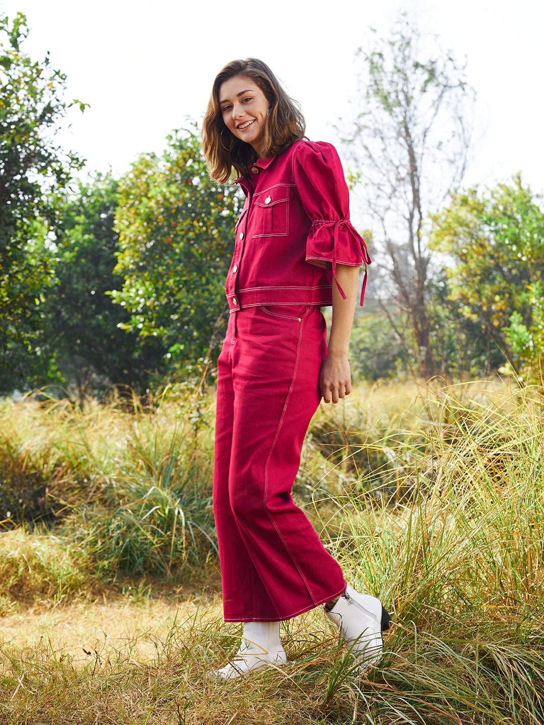 athena women crop top with trousers