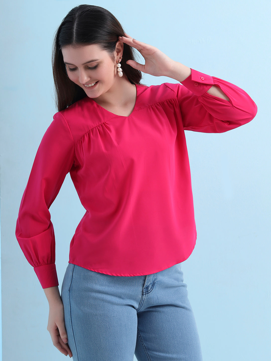 casual puff sleeves solid women top 5