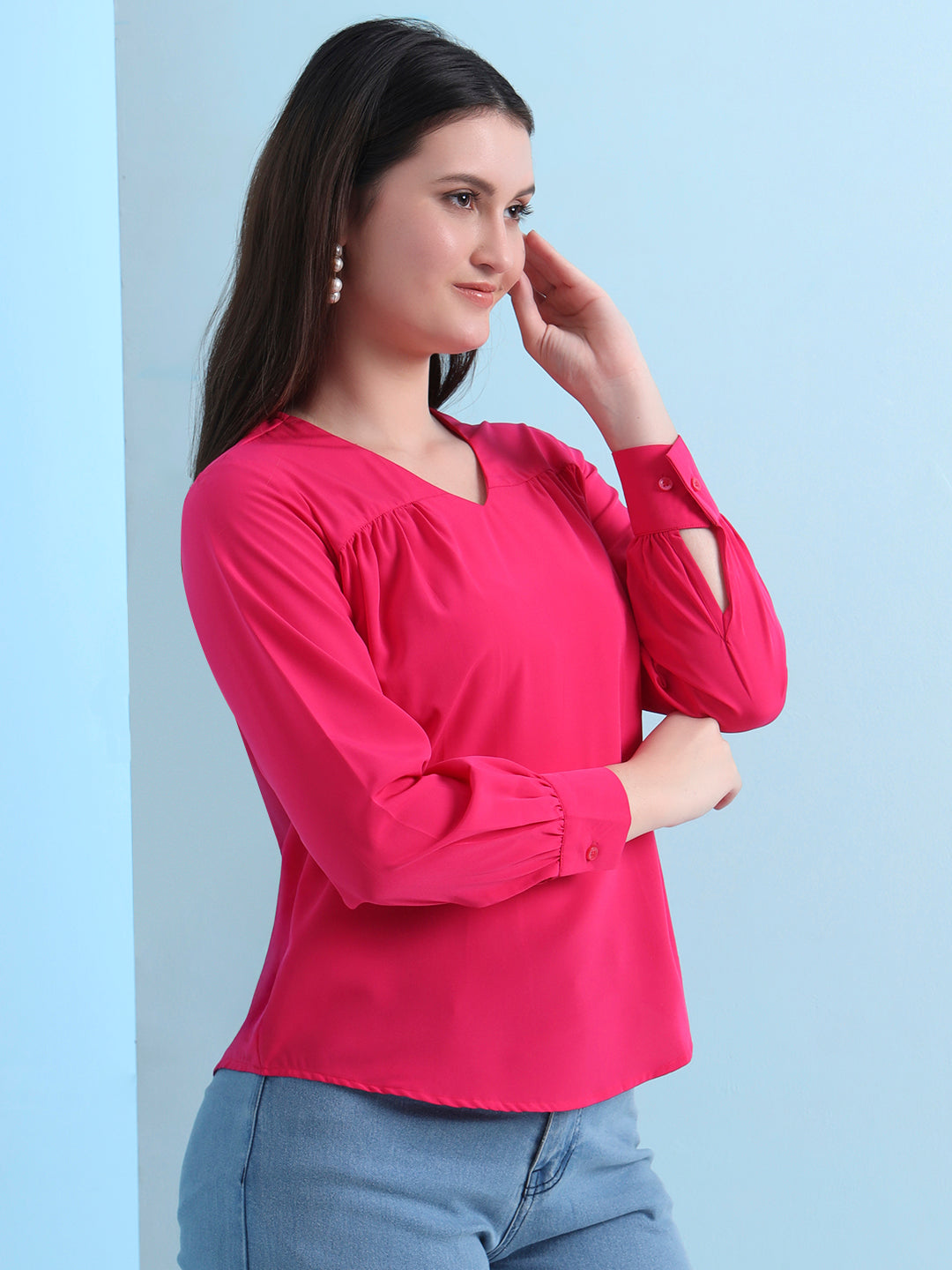 casual puff sleeves solid women top 5