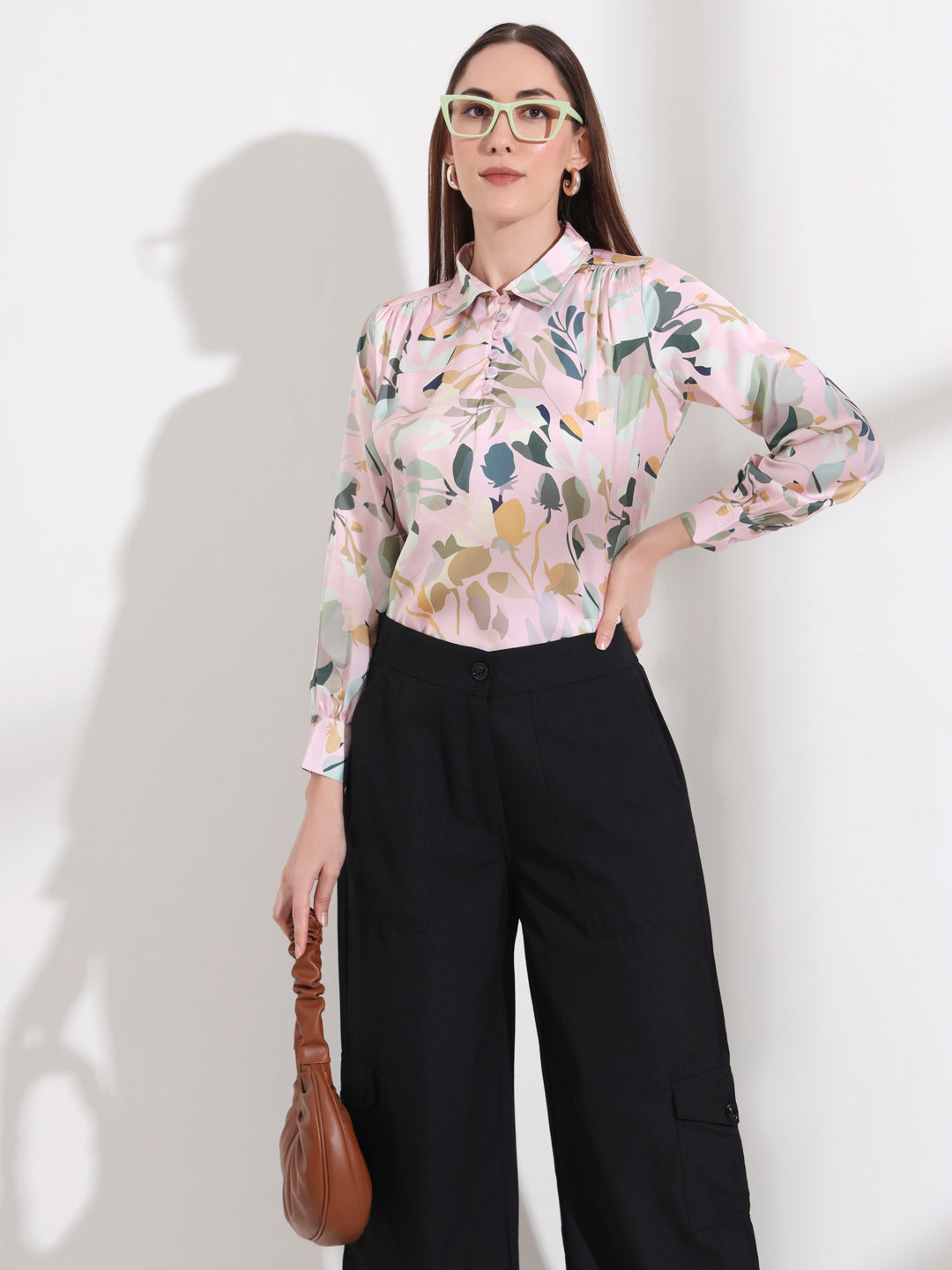 graceful floral printed slim fit formal shirt