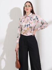 graceful floral printed slim fit formal shirt