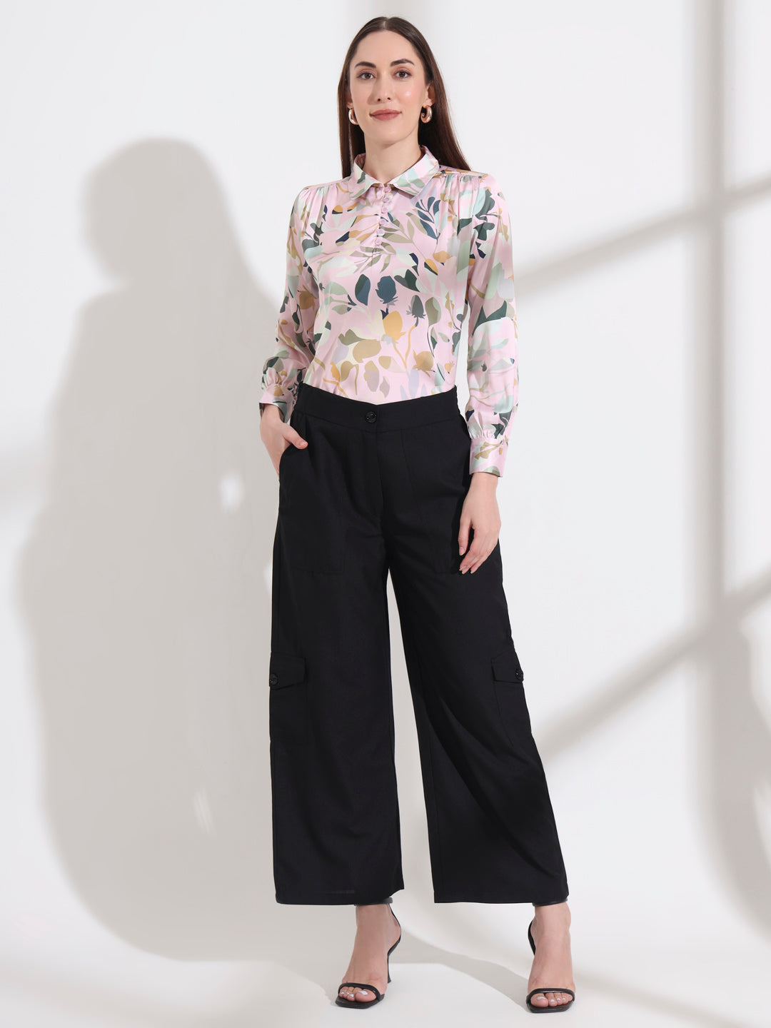 graceful floral printed slim fit formal shirt