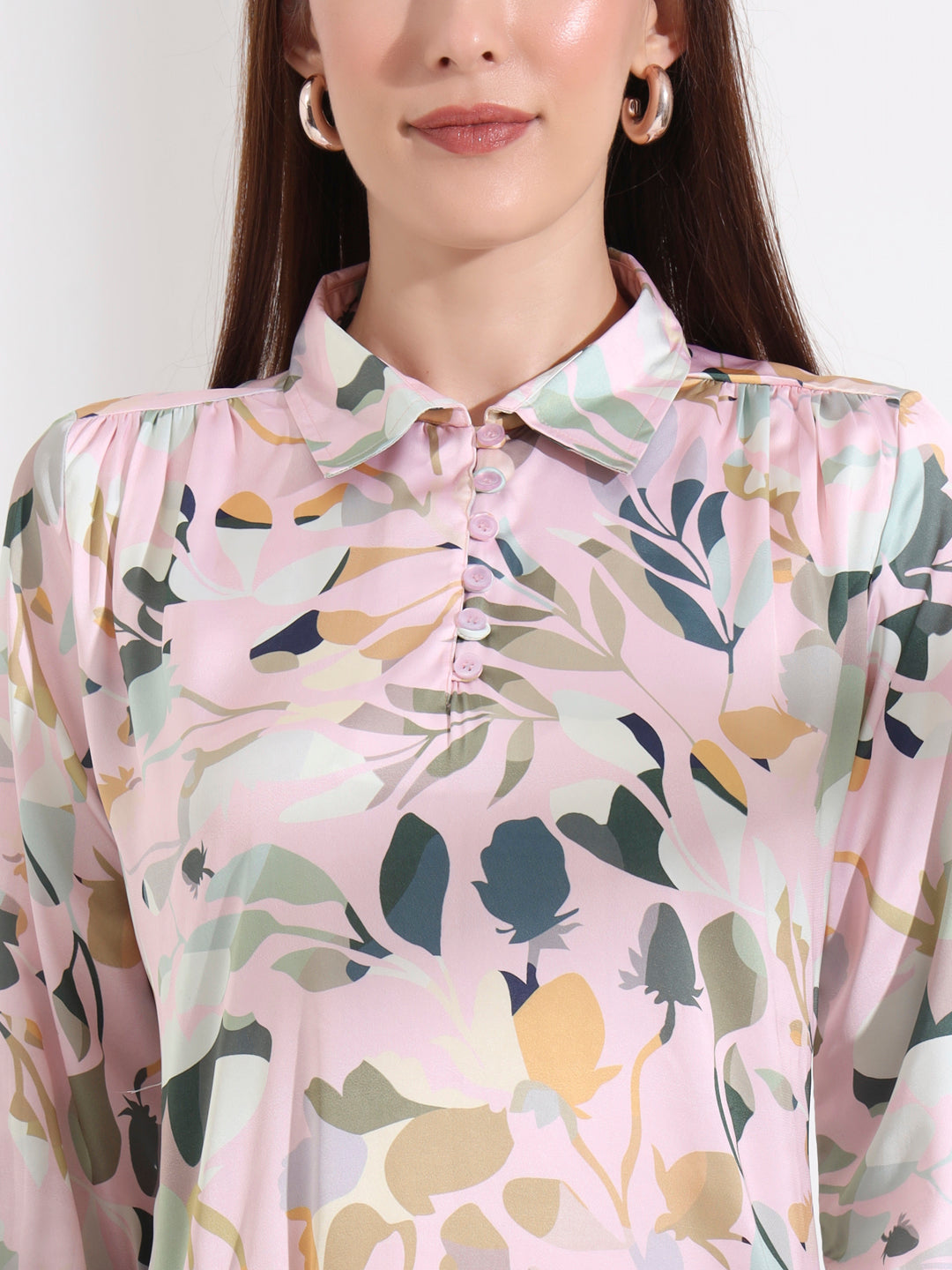 graceful floral printed slim fit formal shirt