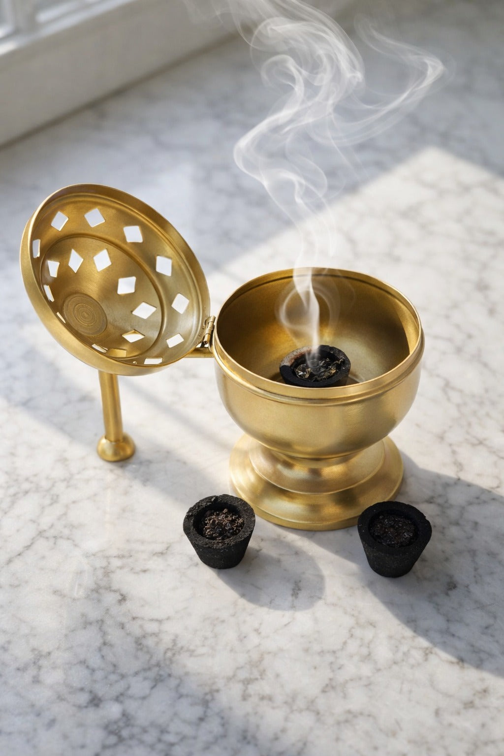 metal dhoop dani with lid for pooja loban sambrani burning covered incense burner for home temple havan meditation traditional vastu decor festive gift item copy