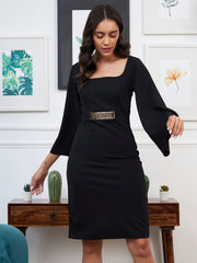 athena black scuba formal sheath dress