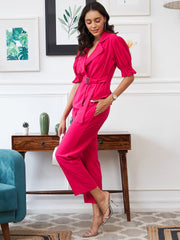 athena women fuchsia solid co ord set