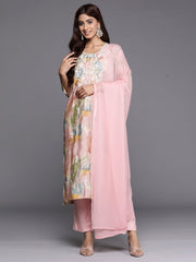 Multi Embroidered Straight Kurta Trousers With Dupatta set