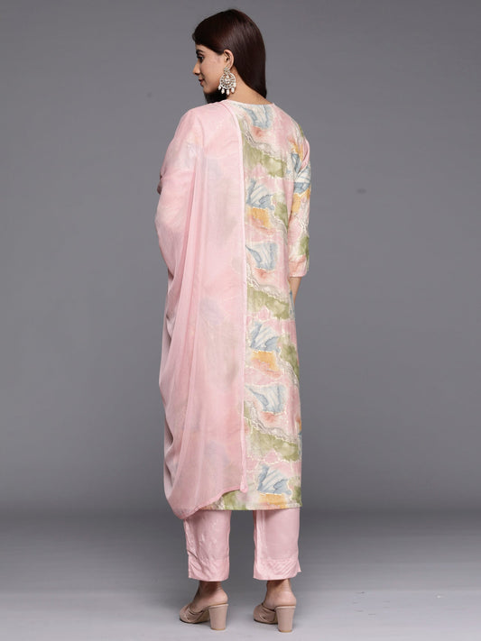 Multi Embroidered Straight Kurta Trousers With Dupatta set