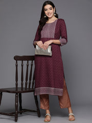 Indo Era Maroon Embellished Straight Kurtas