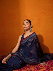 ساري نسائي قطني بنفسجي مطبوع عليه صورة مشاهير مع قطعة بلوزة