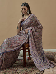 Women's Pure Crepe Printed Designer Saree With Blouse Piece