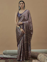 Women's Pure Crepe Printed Designer Saree With Blouse Piece