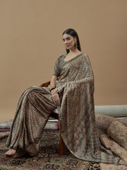 Women's Pure Crepe Printed Designer Saree With Blouse Piece
