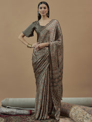 Women's Pure Crepe Printed Designer Saree With Blouse Piece
