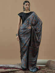 Women's Pure Crepe Printed Designer Saree With Blouse Piece
