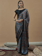 Women's Pure Crepe Printed Designer Saree With Blouse Piece