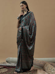 Women's Pure Crepe Printed Designer Saree With Blouse Piece