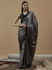 Women's Pure Crepe Printed Designer Saree With Blouse Piece