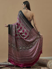Women's Pure Crepe Printed Designer Saree With Blouse Piece