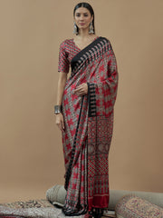 Women's Pure Crepe Printed Designer Saree With Blouse Piece