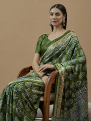 Women's Pure Crepe Printed Designer Saree With Blouse Piece
