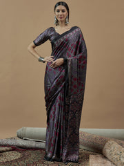 Women's Pure Crepe Printed Designer Saree With Blouse Piece