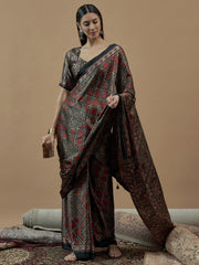 Women's Pure Crepe Printed Designer Saree With Blouse Piece