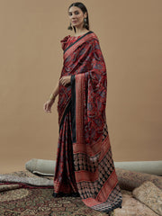 Women's Pure Crepe Printed Designer Saree With Blouse Piece