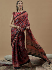 Women's Pure Crepe Printed Designer Saree With Blouse Piece