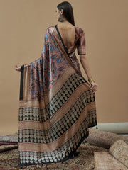 Women's Pure Crepe Printed Designer Saree With Blouse Piece
