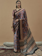 Women's Pure Crepe Printed Designer Saree With Blouse Piece
