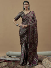 Women's Pure Crepe Printed Designer Saree With Blouse Piece
