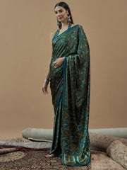Women's Pure Crepe Printed Designer Saree With Blouse Piece
