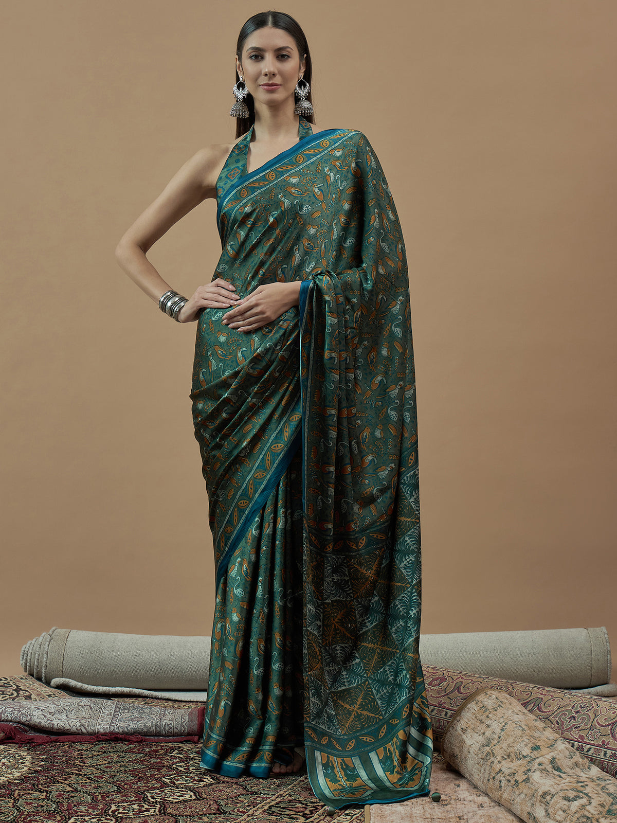 Women's Pure Crepe Printed Designer Saree With Blouse Piece