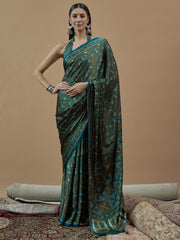 Women's Pure Crepe Printed Designer Saree With Blouse Piece