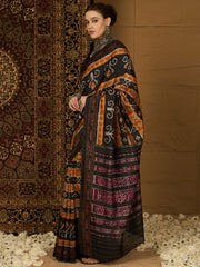 Women's Bhagalpuri Silk Mustard Printed Designer Saree With Blouse Piece