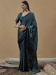 Women's Pure Crepe Printed Designer Saree With Blouse Piece