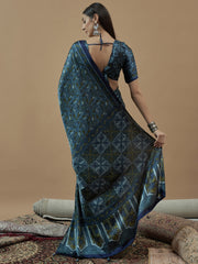 Women's Pure Crepe Printed Designer Saree With Blouse Piece