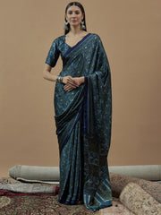 Women's Pure Crepe Printed Designer Saree With Blouse Piece