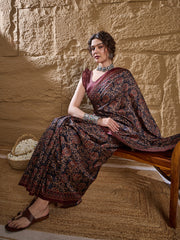 Women's Silk Blend Printed Designer Saree With Blouse Piece