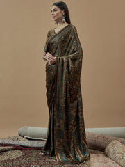 Women's Pure Crepe Printed Designer Saree With Blouse Piece