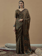 Women's Pure Crepe Printed Designer Saree With Blouse Piece