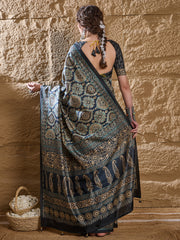 Women's Silk Blend Printed Designer Saree With Blouse Piece