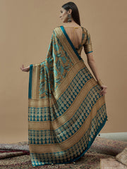 Women's Pure Crepe Printed Designer Saree With Blouse Piece