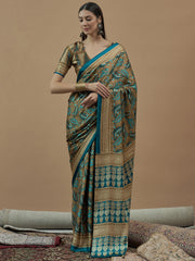 Women's Pure Crepe Printed Designer Saree With Blouse Piece