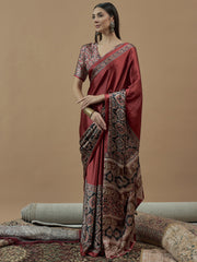 Women's Crepe Printed Designer Saree With Blouse Piece